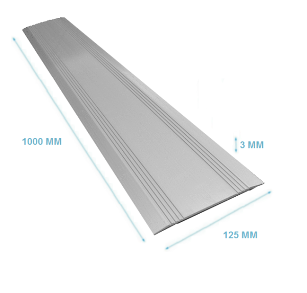 Drempelvervanger 3 x125x1000 mm zilver alum.