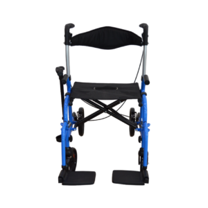 Homecare Rollator en Transportrolstoel in 1 ? Met Zitting en Voetsteunen ? Blauw - Afbeelding 3