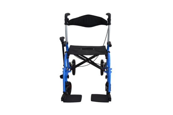 Homecare Rollator en Transportrolstoel in 1 ? Met Zitting en Voetsteunen ? Blauw