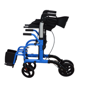 Homecare Rollator en Transportrolstoel in 1 ? Met Zitting en Voetsteunen ? Blauw - Afbeelding 5
