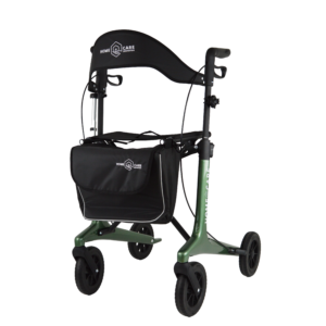 Homecare premium lichtgewicht 5,4 kg - carbon rollator - 150 kg draaggewicht - Opvouwbaar - Groen - incl stokhouder