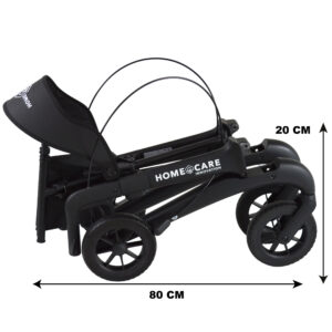 Homecare lichtgewicht Rollator van 5,8 kg – Carbon rollator tot 150 kg draaggewicht – Dubbel opvouwbaar en inclusief reistas - Zwart