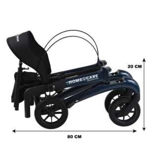 Homecare lichtgewicht Rollator van 5,8 kg – Carbon rollator tot 150 kg draaggewicht – Dubbel opvouwbaar en inclusief reistas - Blauw