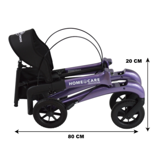 Homecare lichtgewicht Rollator van 5,8 kg – Carbon rollator tot 150 kg draaggewicht – Dubbel opvouwbaar en inclusief reistas - Paars