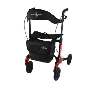 Homecare lichtgewicht Rollator van 5,8 kg – Carbon rollator tot 150 kg draaggewicht – Dubbel opvouwbaar en inclusief reistas - Rood