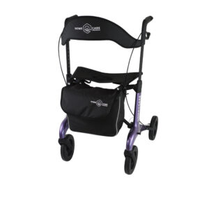 Homecare lichtgewicht Rollator van 5,8 kg – Carbon rollator tot 150 kg draaggewicht – Dubbel opvouwbaar en inclusief reistas - Paars