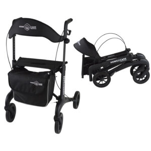 Homecare lichtgewicht Rollator van 5,8 kg – Carbon rollator tot 150 kg draaggewicht – Dubbel opvouwbaar en inclusief reistas - Zwart