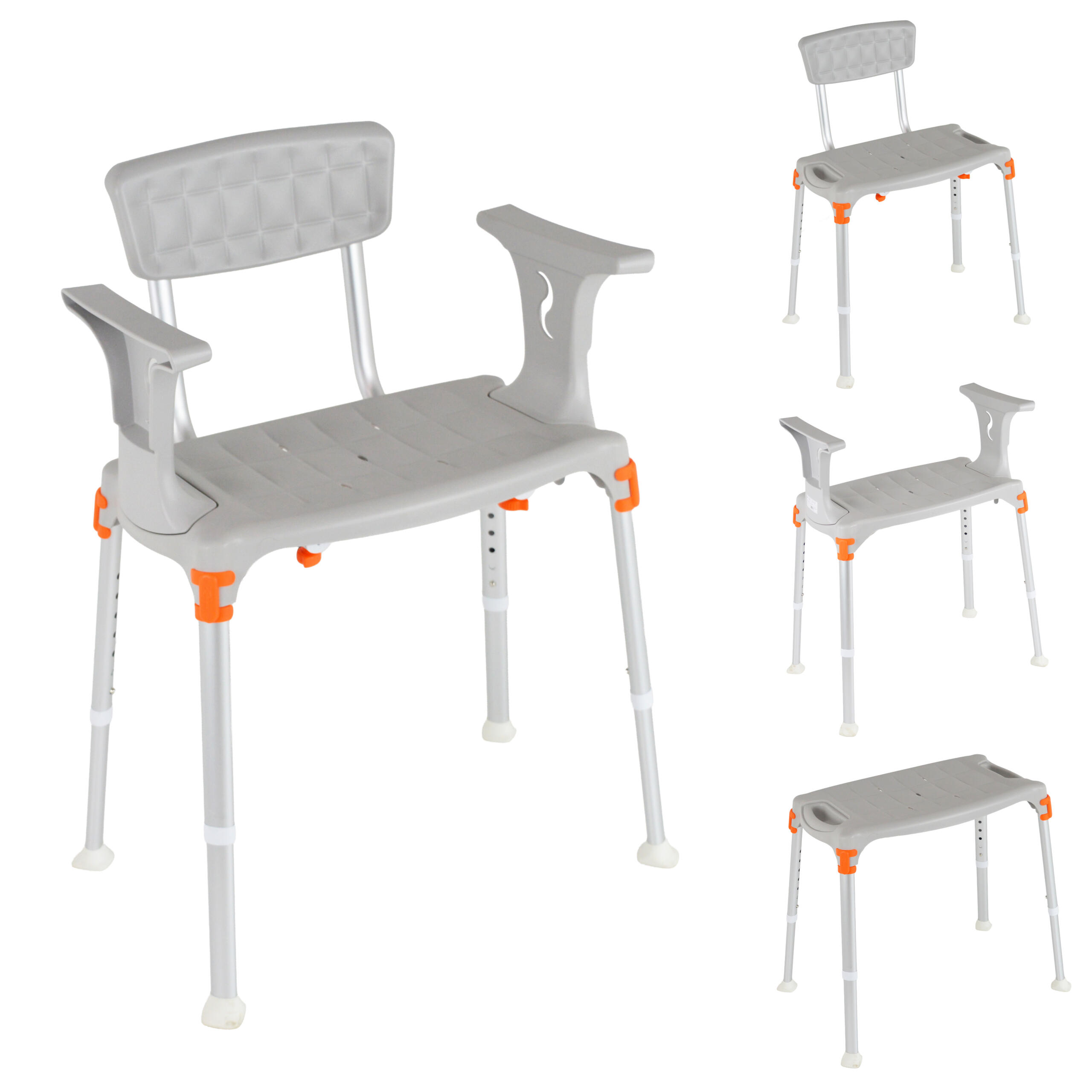 Luxe lichtgewicht douchestoel met afneembare armleuning & rugleuning – Grijs